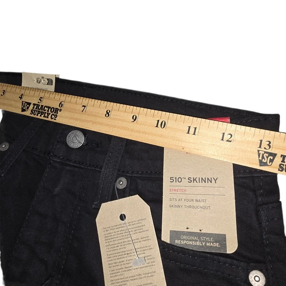 Levis 510 Skinny Jeans Mens 26x32 Black Stretch Denim Modern Fit Pants NEW